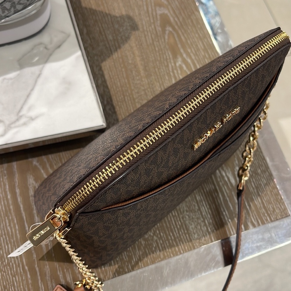 MICHAEL KORS Jet Set Medium Logo Dome Satchel Crossbody 
Brown - Picture 10 of 16